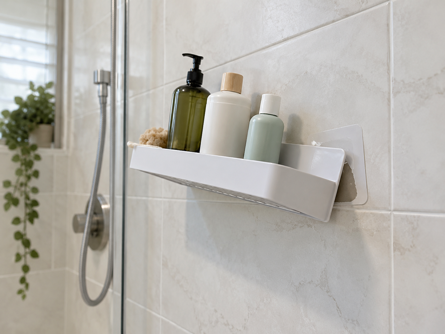 Adhesive shower shelf keeps falling away from bathroom tile